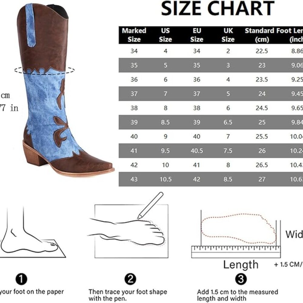 Women Denim Cowboy Boots - Picture 4 of 11